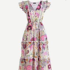 J. Crew Vibrant Maxi Pom-pom dress in Ratti® retro floral